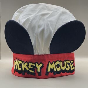 Disney Store Mickey Mouse Chef Hat Ears White Red Cosplay Costume